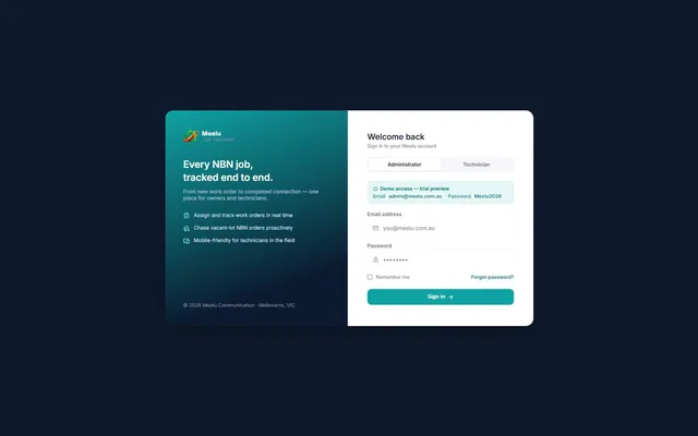 Meelu Job Tracker — Web Application Development project screenshot